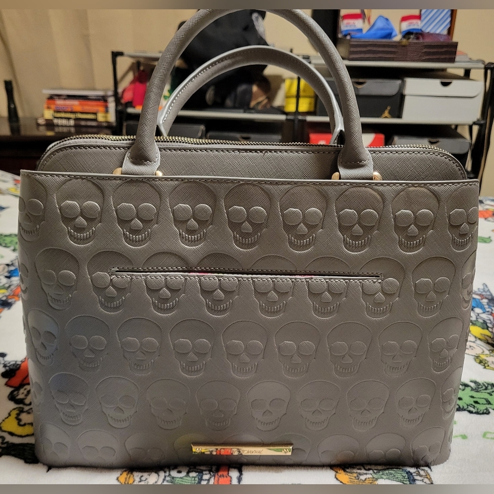 Betsey Johnson Gray Skull Embossed Handbag